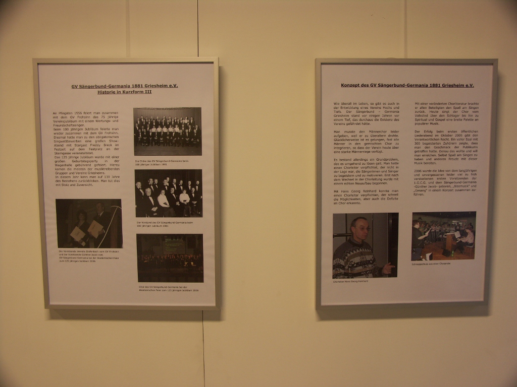 21.01.2011: Ausstellungseröffnung im Griesheimer Museum 130 Jahre Sängerbund-Germania u. 77 Jahre 